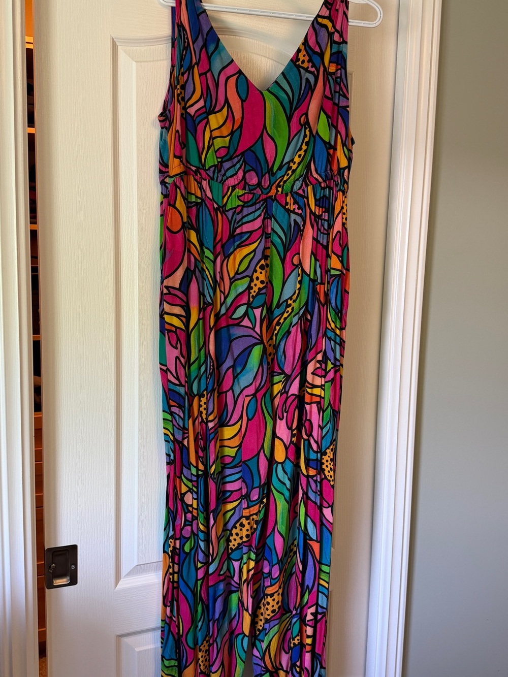 Colorful V-Neck Maxi Jumpsuit - Multicolor
